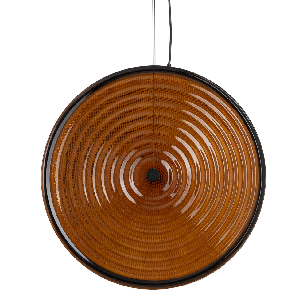 Lampa AURA LED z ryflowanego szkła w kolorze bursztynu